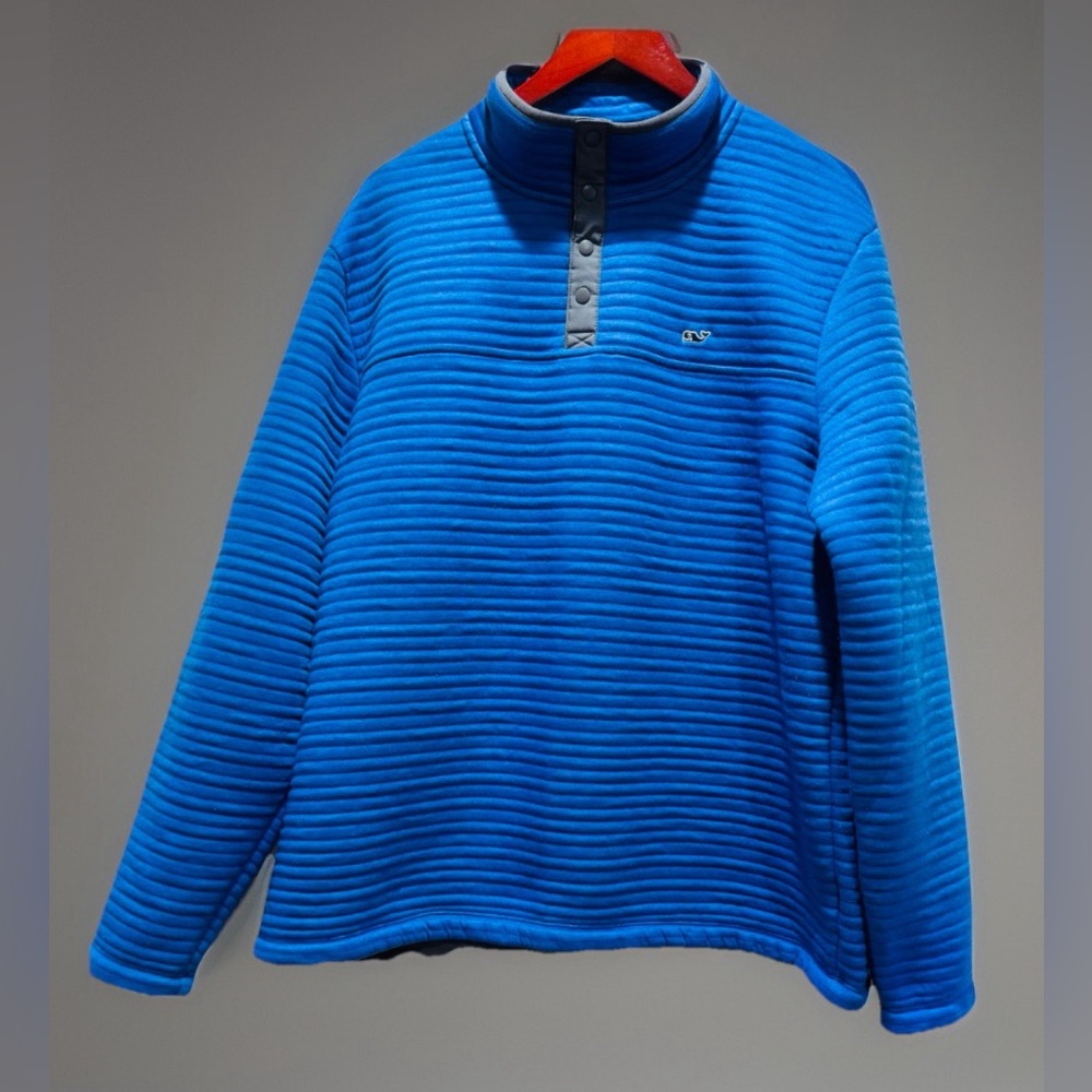Vineyard Vines Mens 1/4 Snap Quilted Cropped Placket Pullover Sweater Top
